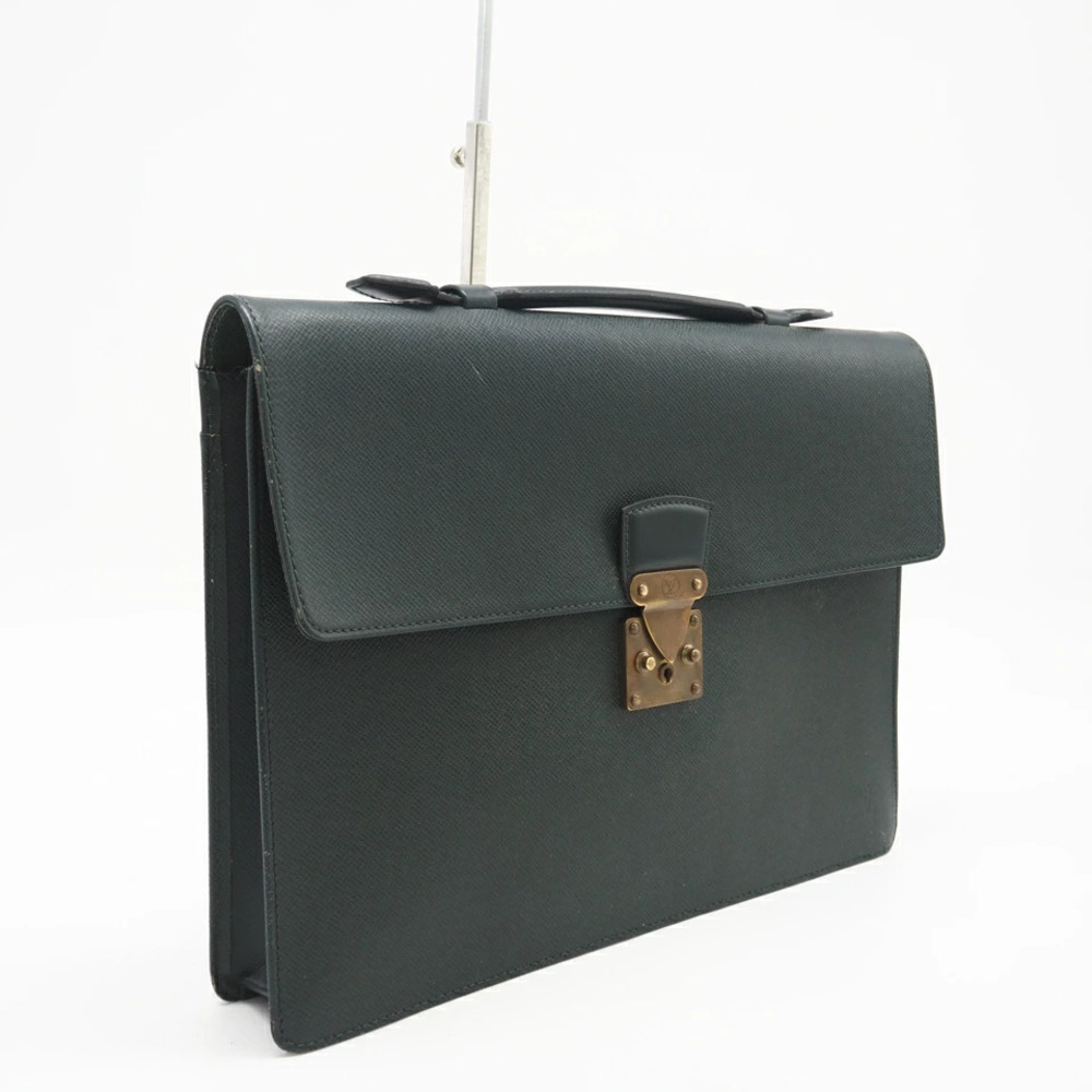 Louis Vuitton Taiga Serviette Epi Business Bag Green Leather